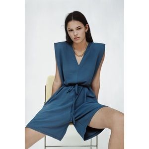 NWT Zara Jumpsuit with Shoulder Pads